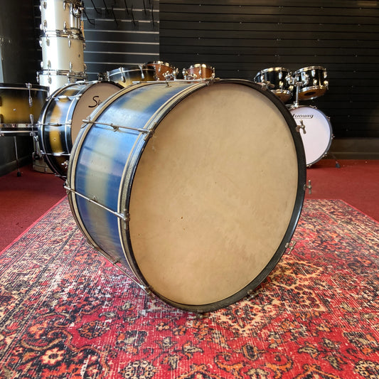 VINTAGE 27" Bass Drum - Blue & Silver Duco