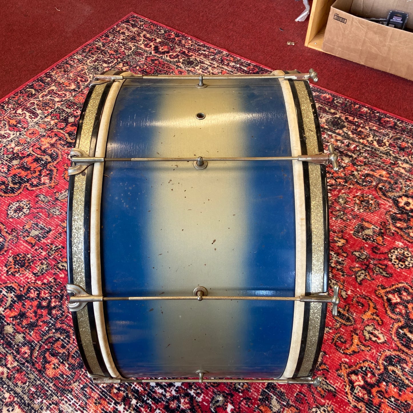 VINTAGE 27" Bass Drum - Blue & Silver Duco