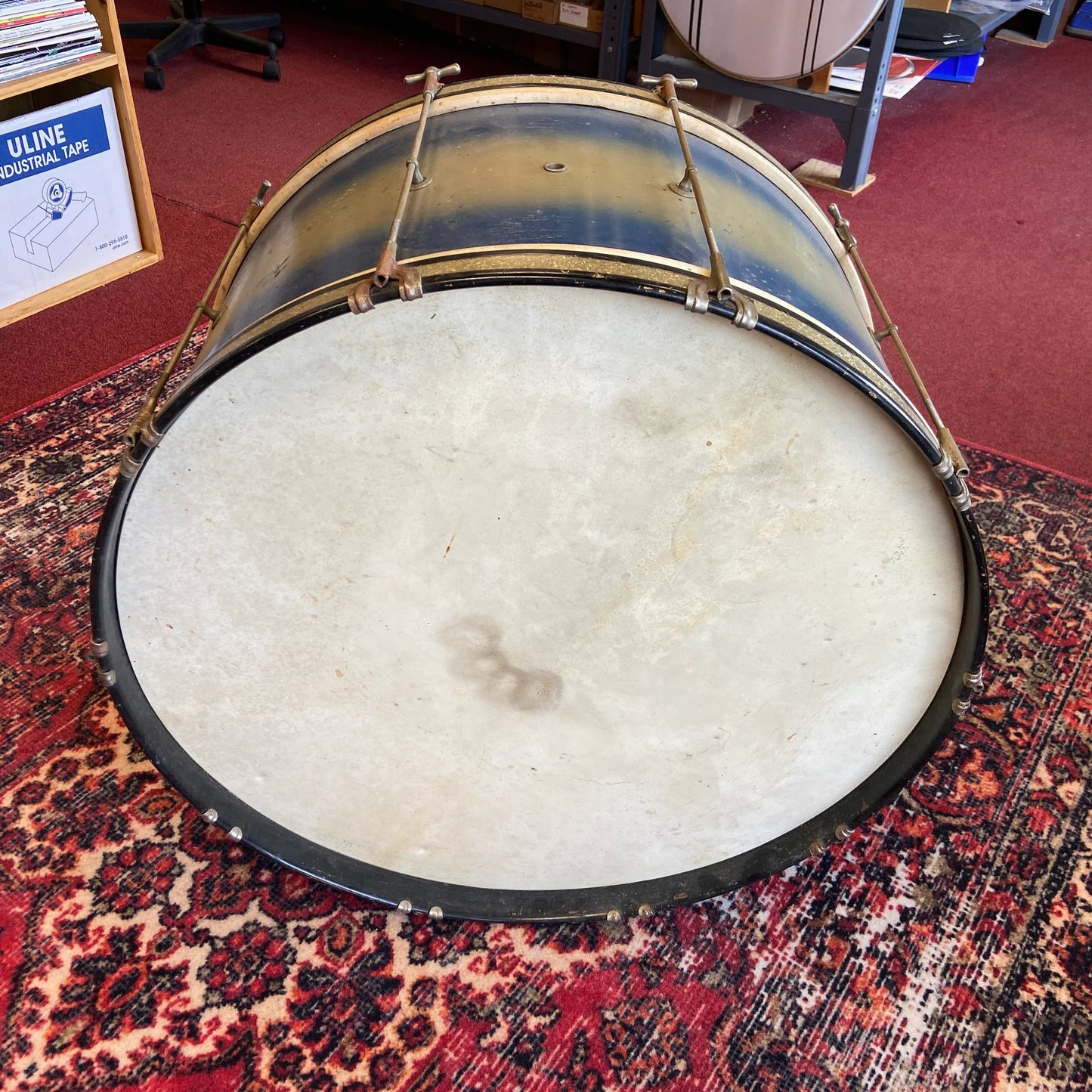 VINTAGE 27" Bass Drum - Blue & Silver Duco