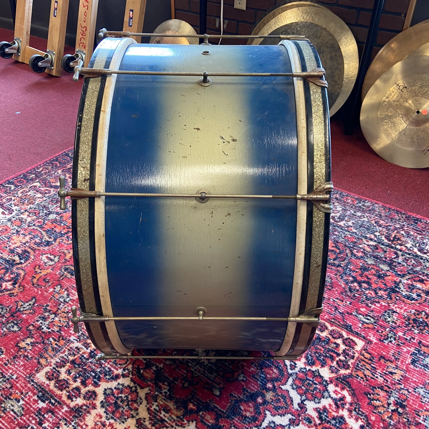 VINTAGE 27" Bass Drum - Blue & Silver Duco